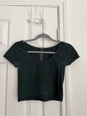 bebe Forest Green Scoop Neck Crop Top